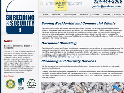East Alabama Shredding and Security is a company in Auburn that focuses on paper and records destruction.  We designed a new website for the business as well as helped them with some internal security consulting, access control, etc.
