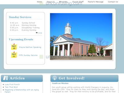 Unconfusing initially maintained the site and was granted a contract to redesign it.  It became a dynamic site featuring an event calendar in which they were able to add church and community events without knowing any programming!