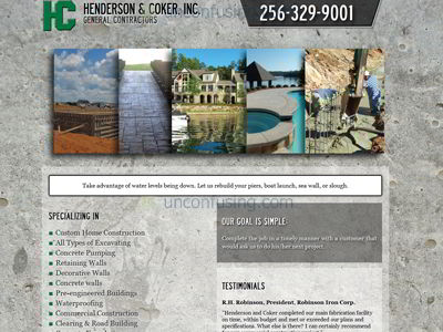 Henderson & Coker, Inc. of Alexander City, Alabama, were looking for a change, so we took their current site and flipped it on its head. The design for this site was focused on their main trade – concrete. We gave these concrete experts a fresh new site that focused on their strengths. When a potential customer visits the site, they know exactly what they are about and what they can expect.