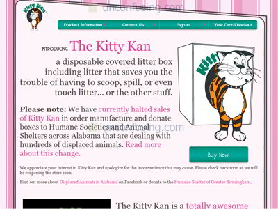 Are you a cat person?  Do you like gadgets?  Well, either way, check this site out.  These folks have a great sense of humor and a great product, and we had a lot of fun working on this.  The Kitty Kan is a disposable litter box that includes litter, and we took this really retro feel for the site, integrated shopping and checkout software, and have been actively promoting the website online for them.
