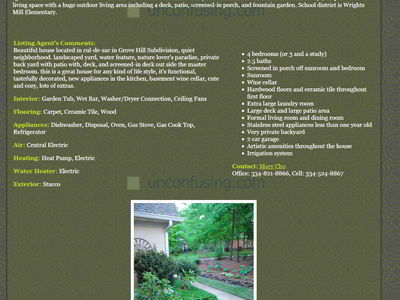 We built this website for a friend who was selling her home and was moving away.  It was a one-page site that the Realtor was able to link to in the MLS searches to provide even more information and more in-depth pictures about the property.  

The home sold, so the site is no longer up.  Plus, we want to protect the new owners from others knowing everything about their house.