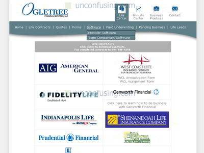 This site was designed and coded by Unconfusing.  The pages from the Ogletree's old site were integrated with their current one.  Ogletree also offers the service of a website to its clients (independent brokers) and this one serves as the template.