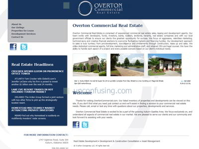 Steming from the company The Overton Group, Overton Commercial Real Estate is specific to commercial sales in and around Auburn, Alabama. The client wanted to remain consistent with the same design as The Overton Group website but unique in content and images. As with Overton Real Estate, we took the raw data from commercial MLS listings and created a user friendly search for visitors. 