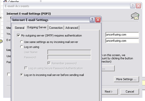 outlook 2003 email setup step 8,9, and 10