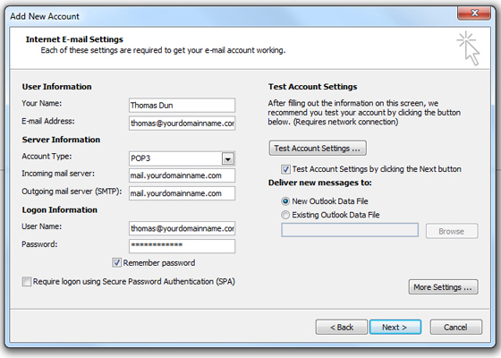 Outlook 2010 Email Setup